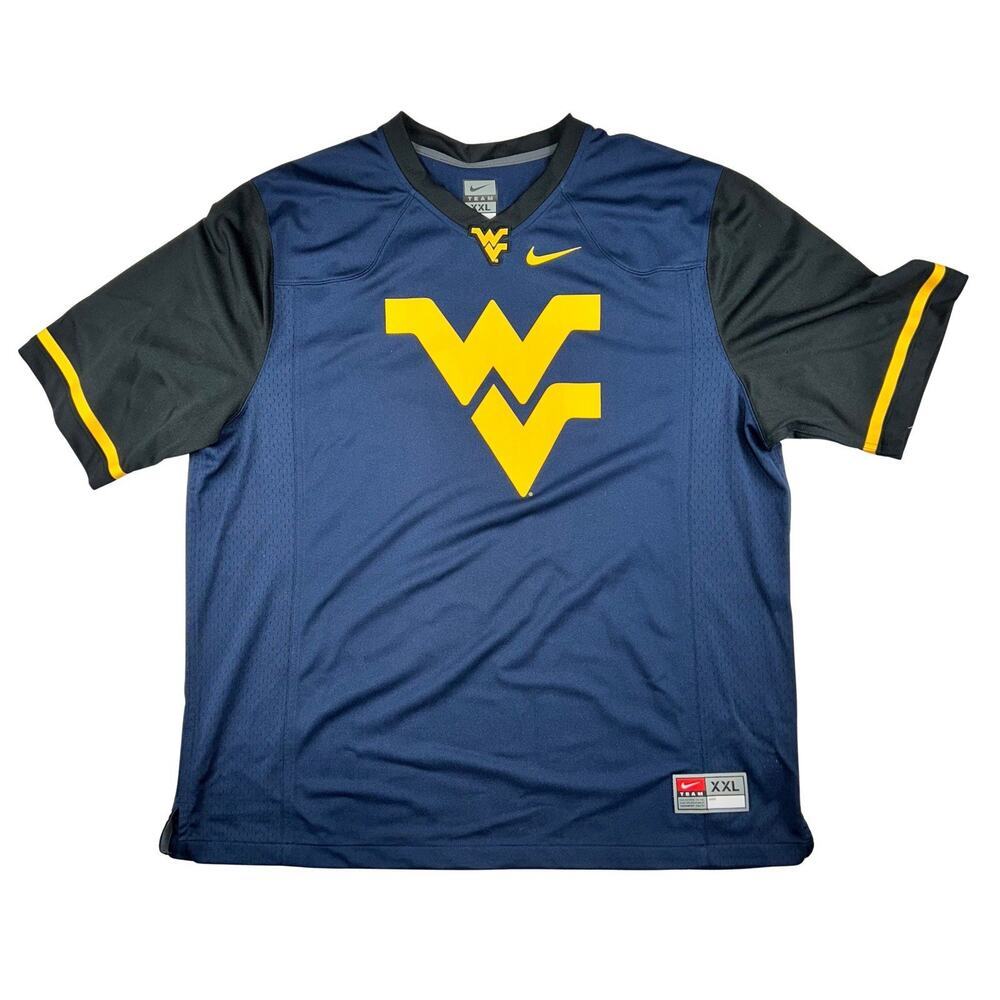 Nike Team West Virginia Mountaineers Men's 2XL Training Jersey Shirt Blue Black